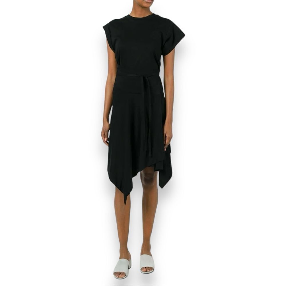 Isabel Marant Loko Asymmetrical Wrap Dress Black Cotton Knit Size 36